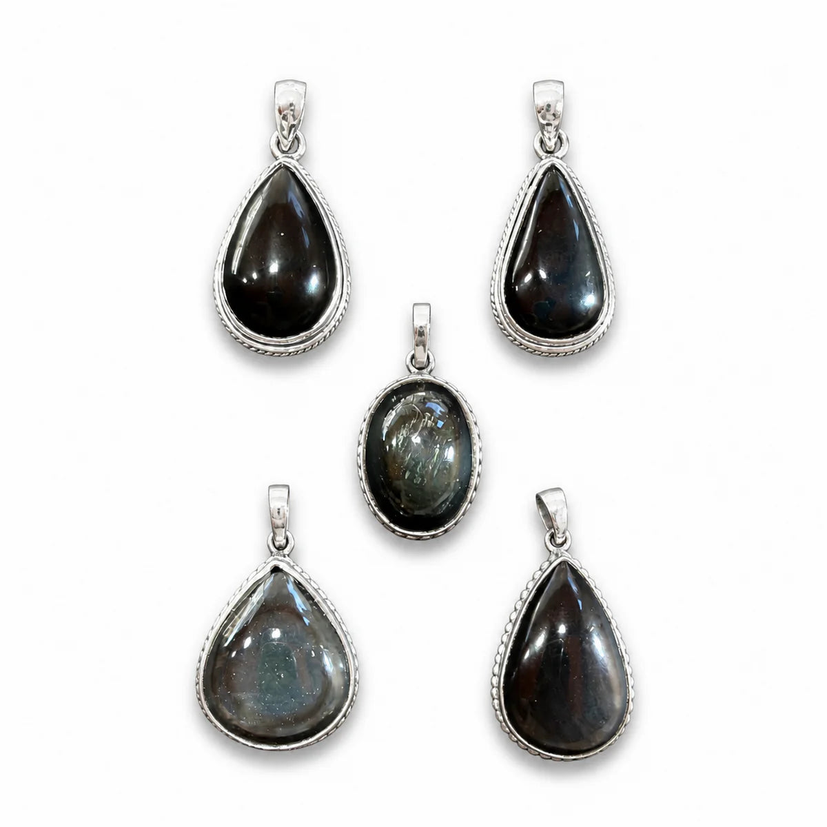 Colgante obsidiana negra engarzado – Protección y verdad