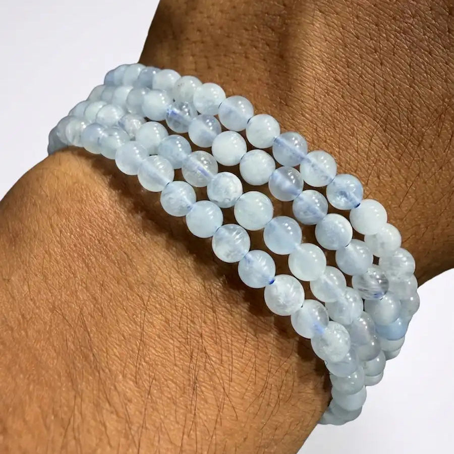 Pulsera aguamarina 4mm – Calma y comunicación