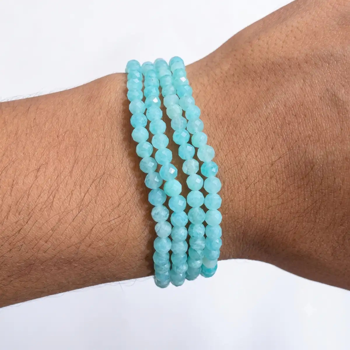Pulsera amazonita 4mm facetada – Calma y comunicación