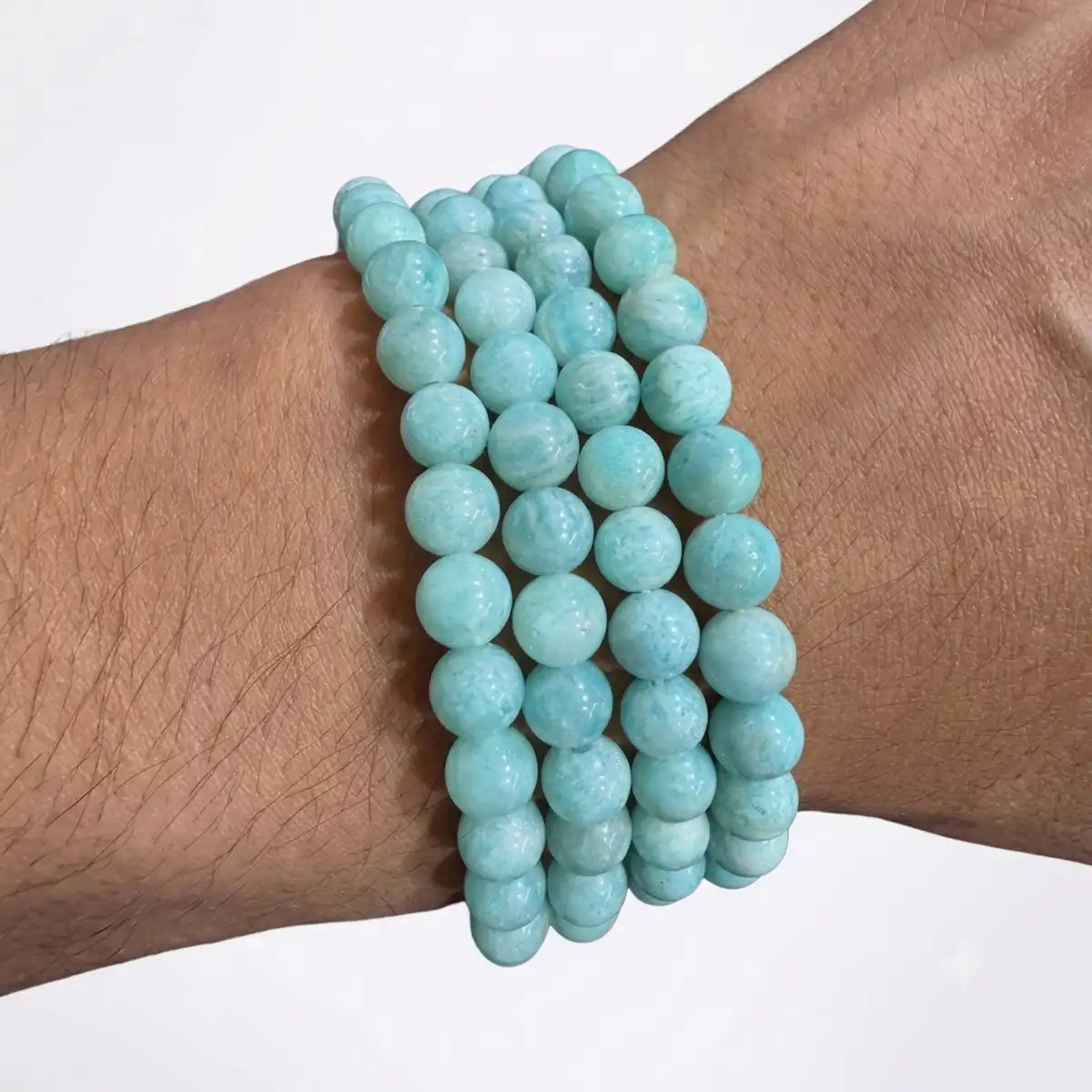Pulsera amazonita 6mm – Calma y comunicación