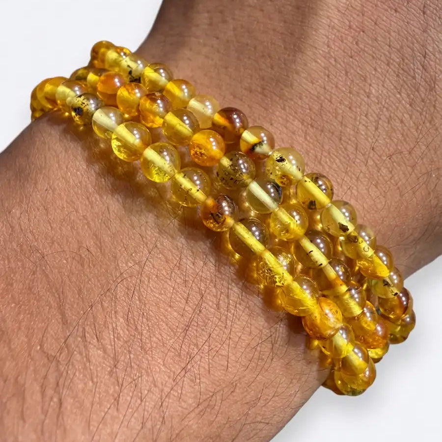 Pulsera ámbar 4mm – Vitalidad y protección