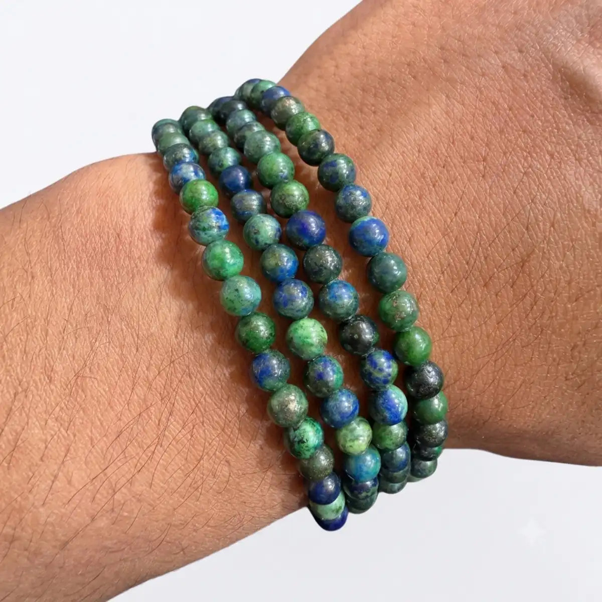 Pulsera azurita malaquita 4mm – Intuición y transformación