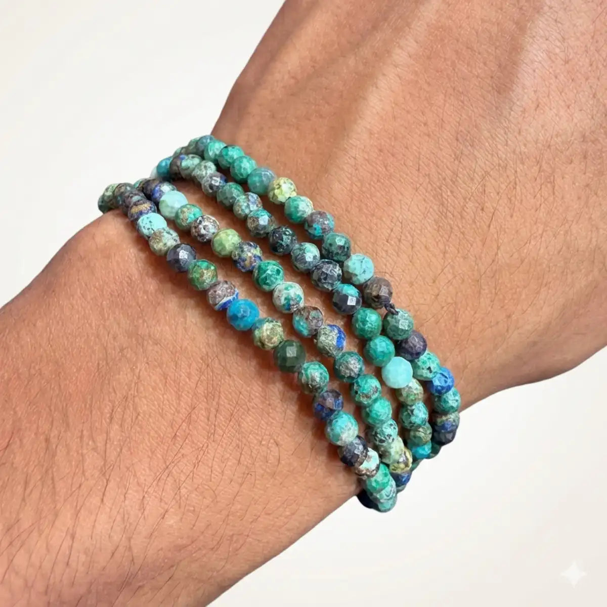 Pulsera azurita malaquita 4mm facetada – Intuición y transformación