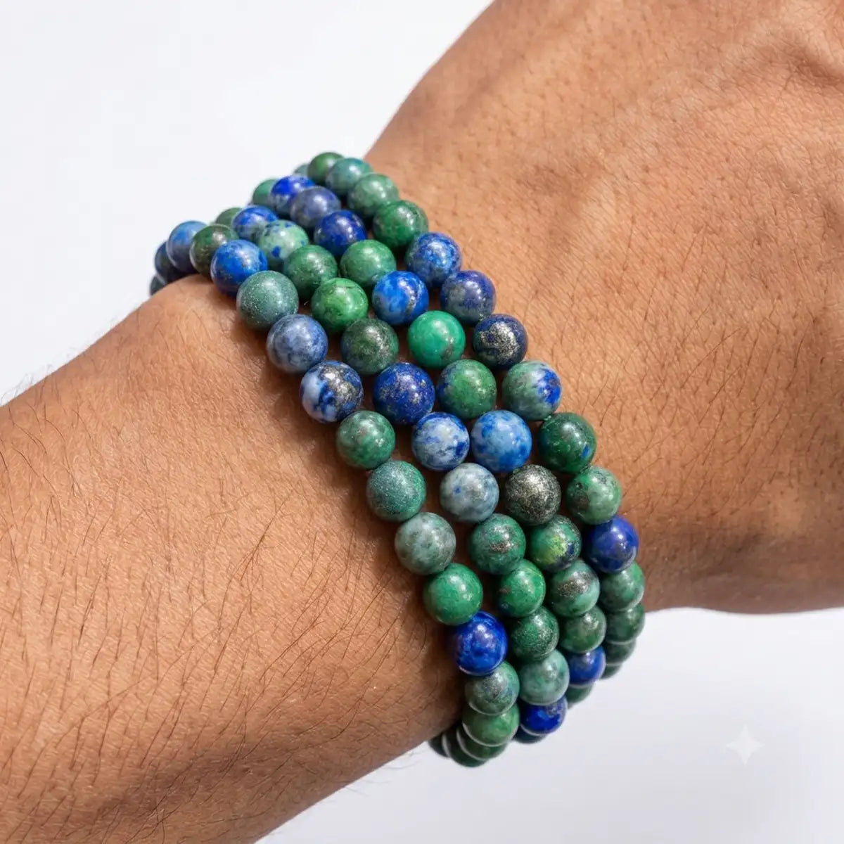 Pulsera azurita malaquita 6mm – Intuición y transformación