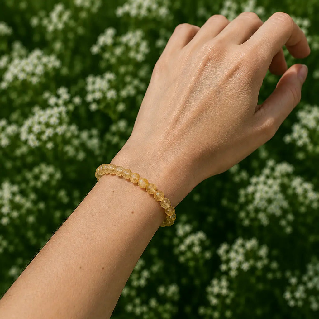 Pulsera Cuarzo Citrino – energía y abundancia en IMILLA. Minerales naturales y piezas con intención para energía, cuidado personal y conexión diaria.