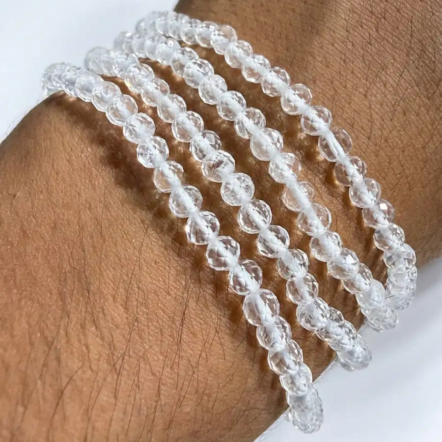 Pulsera cuarzo de cristal 4mm facetada – Claridad y amplificación