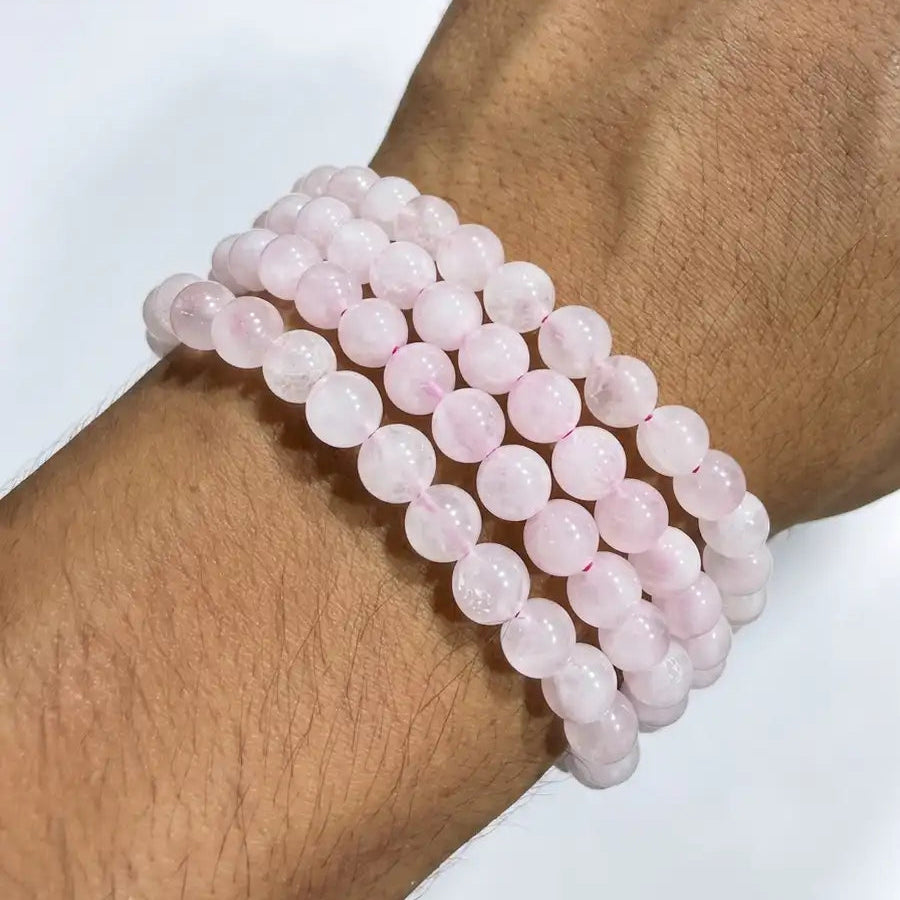 Pulsera cuarzo rosa 6mm – Amor y ternura