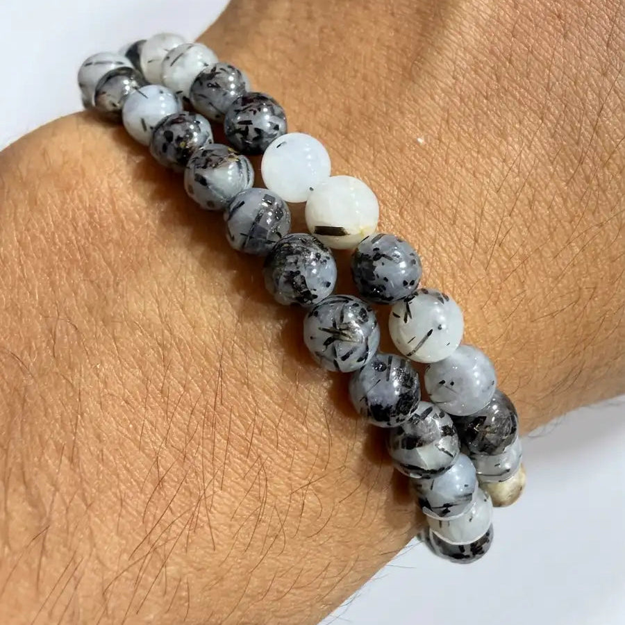 Pulsera cuarzo turmalinado 6mm – Protección y limpieza