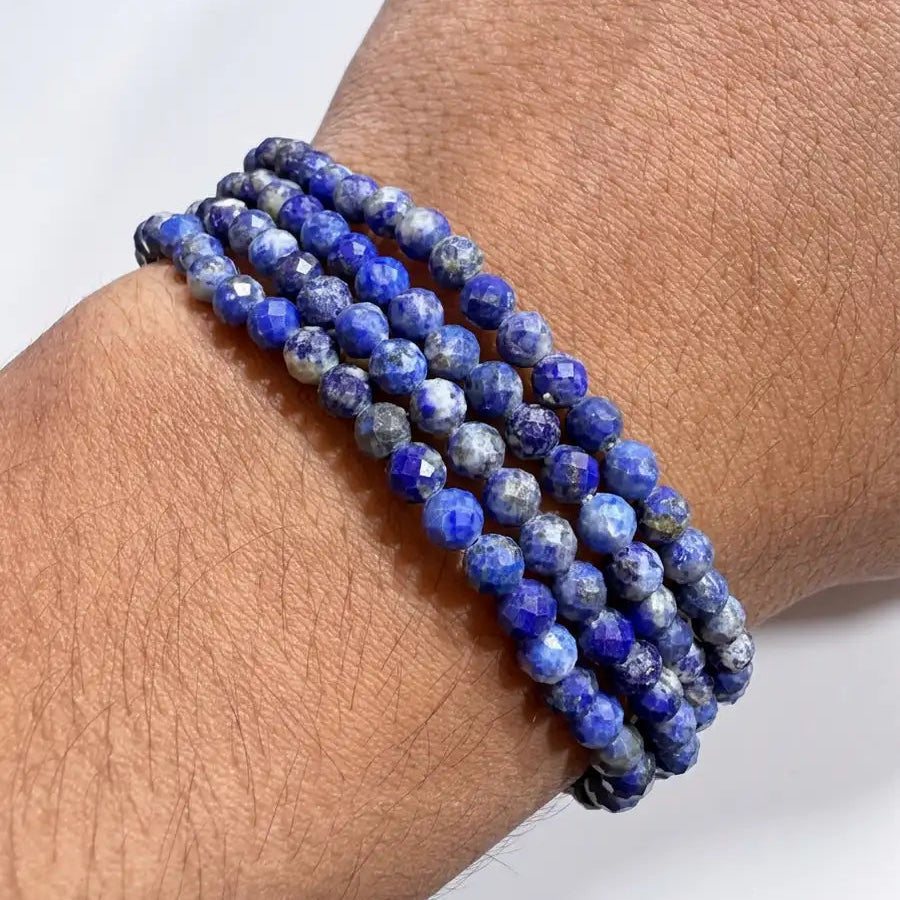 Pulsera lapislázuli 4mm facetada – Sabiduría y verdad