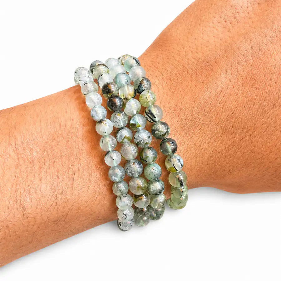 Pulsera prehnita 6mm – Calma y sanación