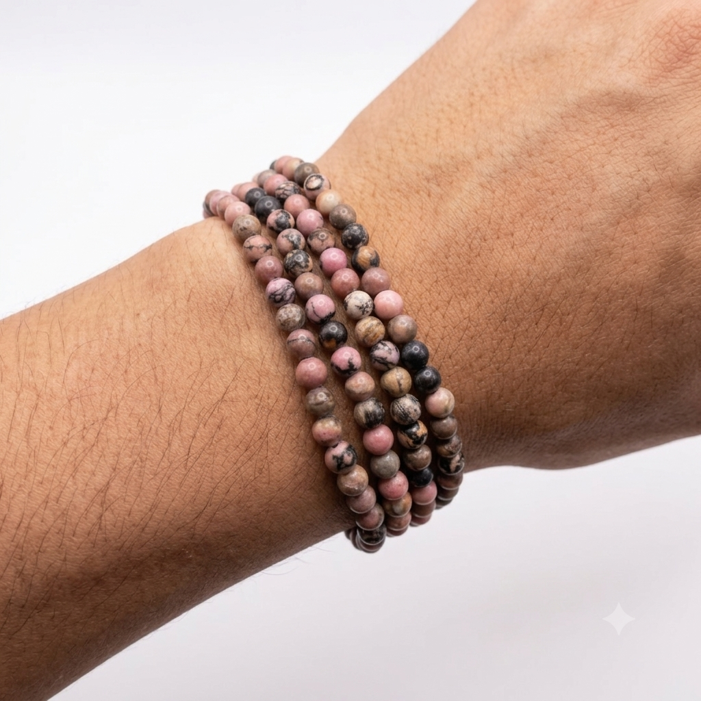 Pulsera rodonita 4mm – Amor y equilibrio