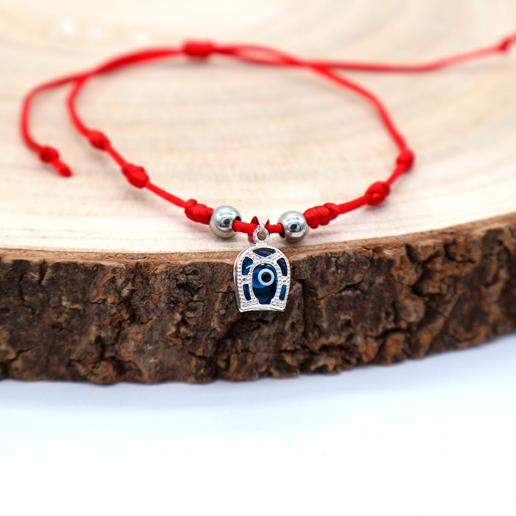 Pulsera roja ojo turco herradura 7 nudos - Protección y mal de ojo