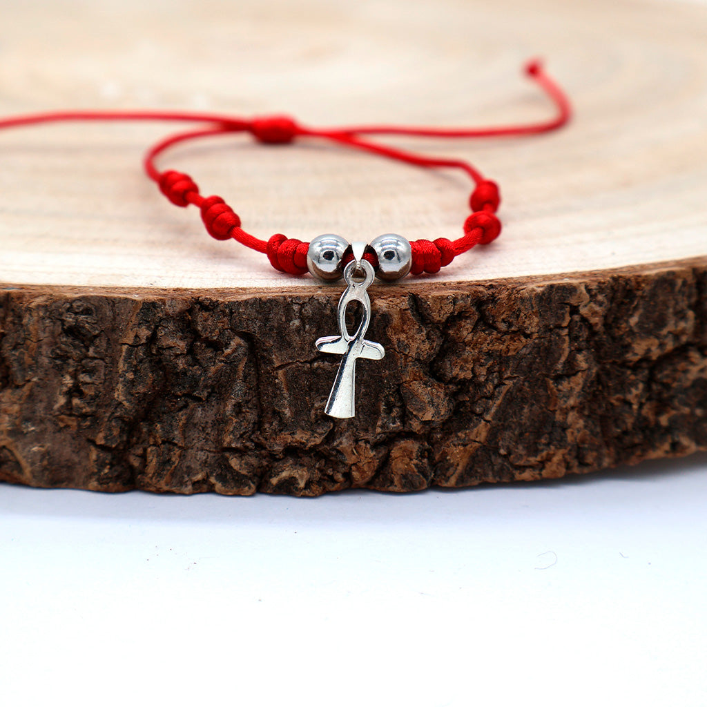 Pulsera roja cruz de la vida 7 nudos - Protección