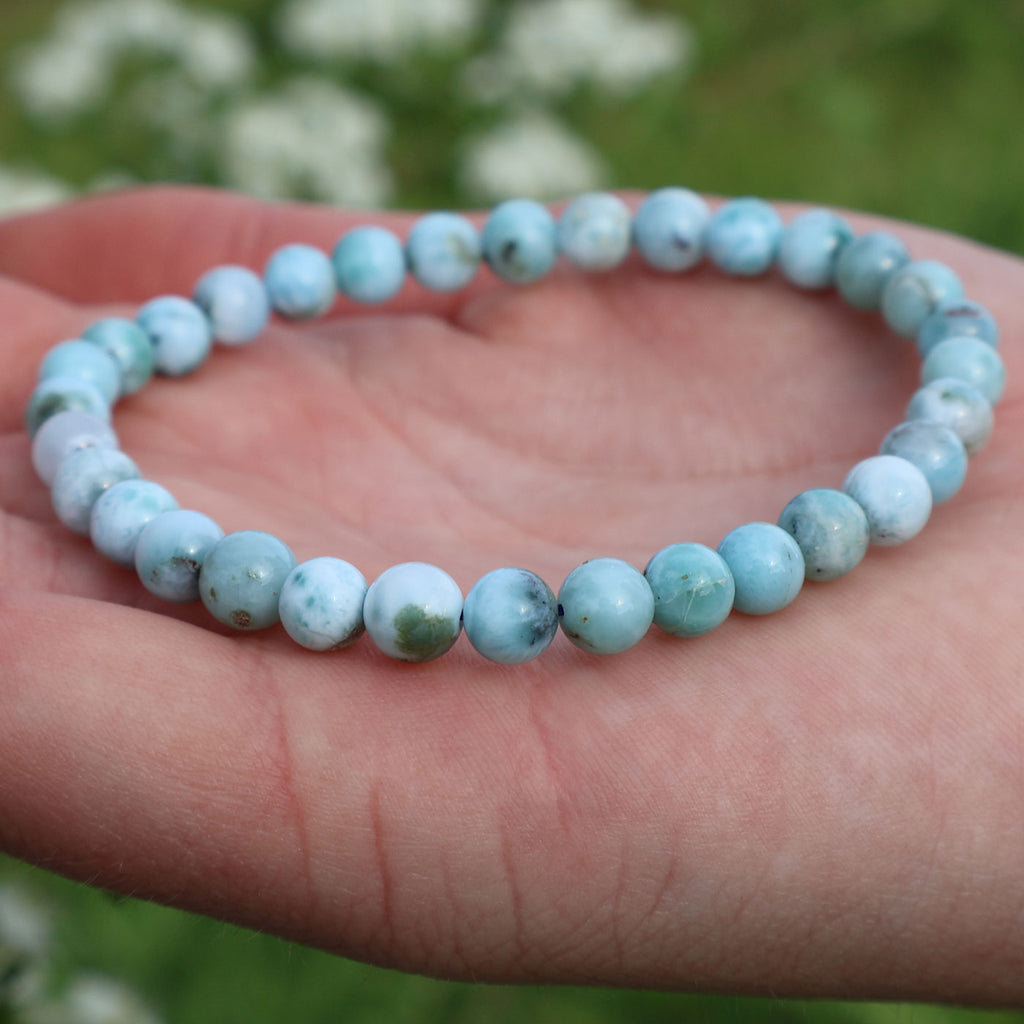 Pulsera larimar 6mm – Serenidad y comunicación
