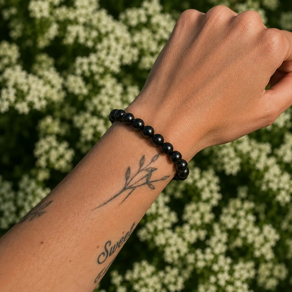 Pulsera turmalina negra con minerales naturales para protección energética IMILLA