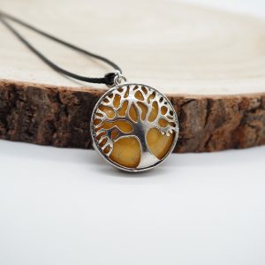 Cuarzo Citrino Árbol de la Vida Circulo Colgante